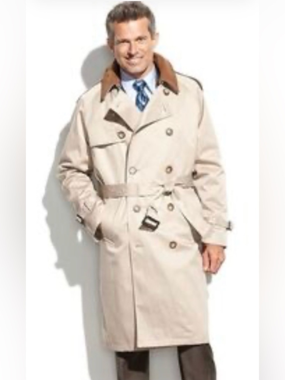 VTG Ralph Lauren Men's Double Breasted Belted Trench Coat Removable Lining 42R